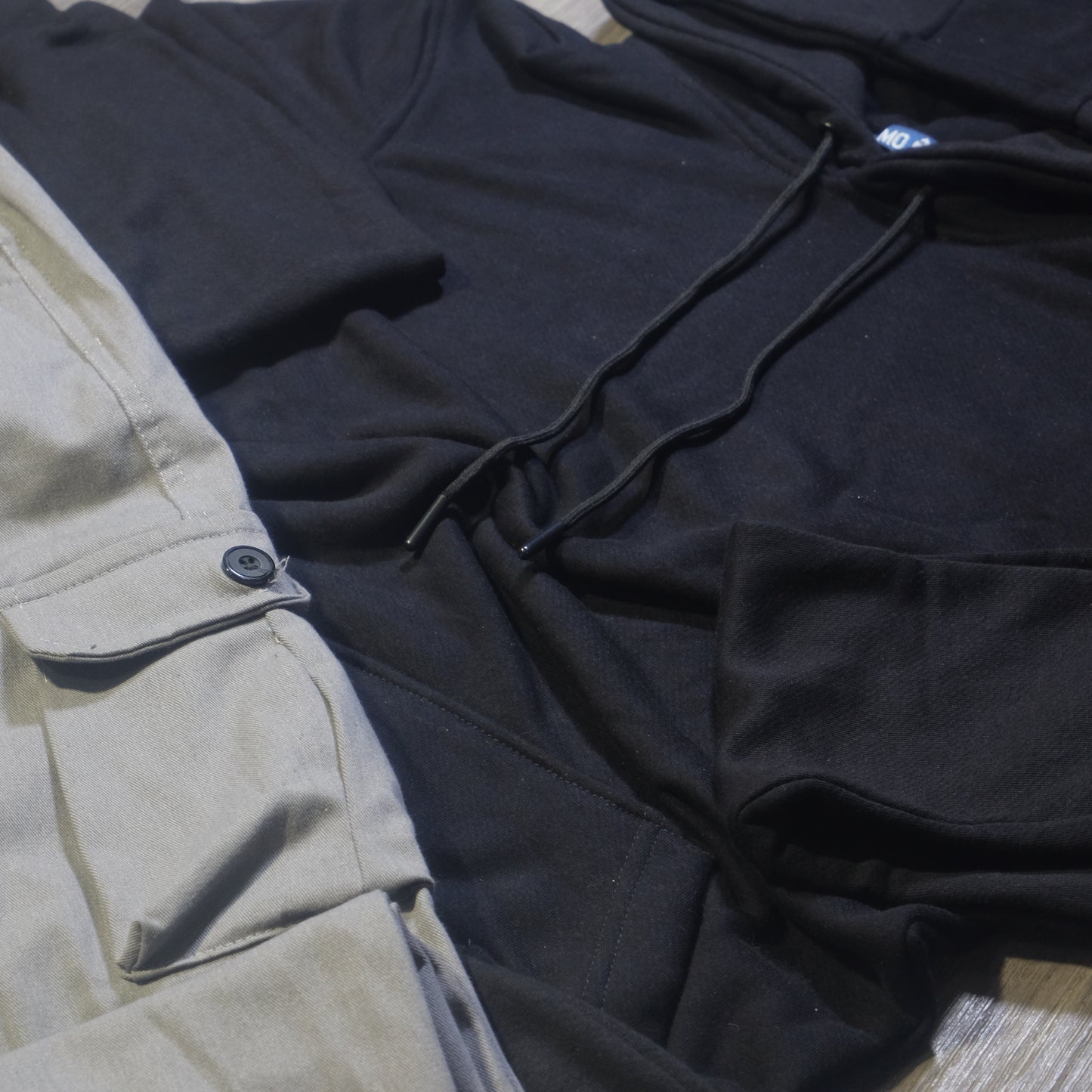 Ensemble Cargo Gris Clair + Capuche Cotton Noir