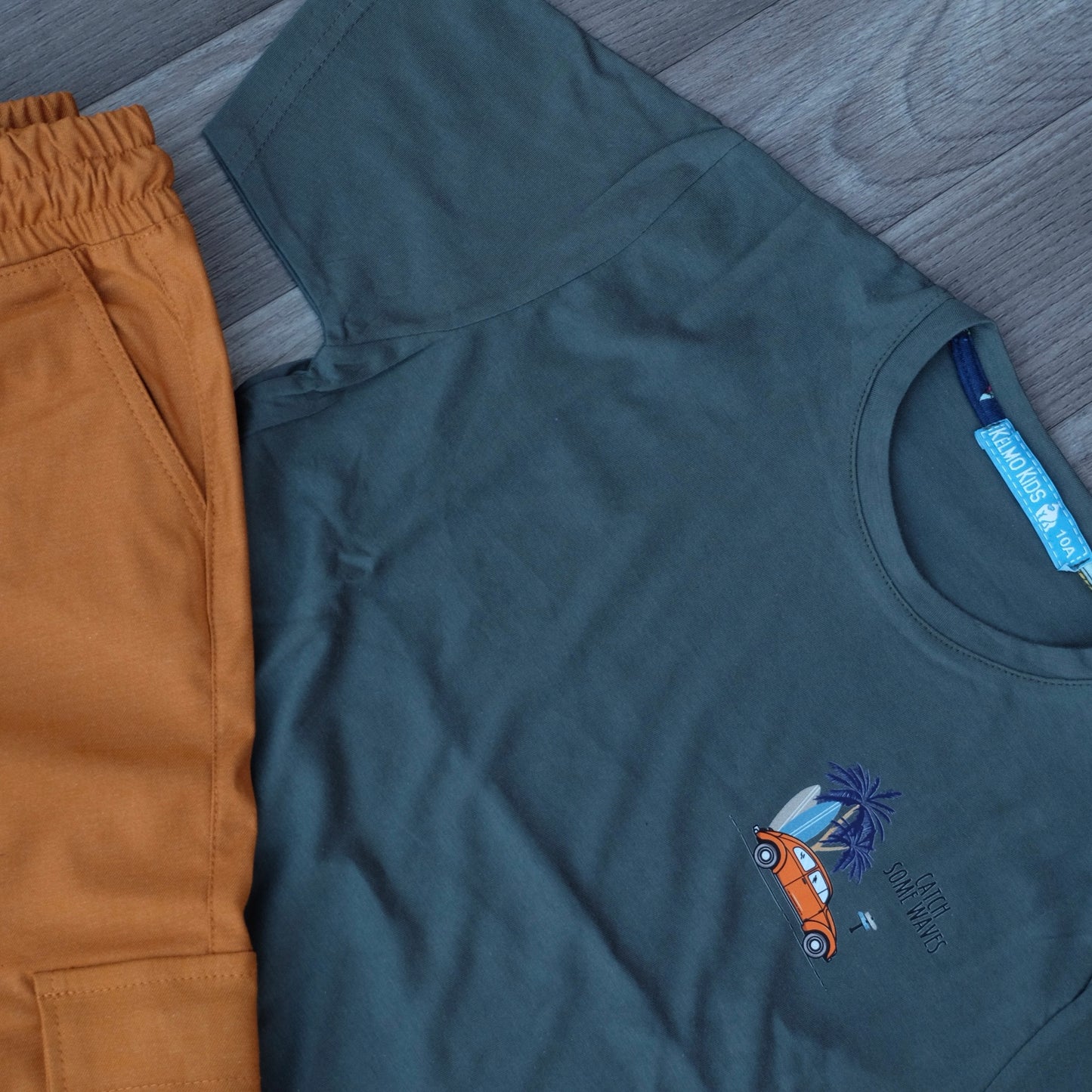 Ensemble Enfant Cargo Moutard + T-Shirt Vert Olive