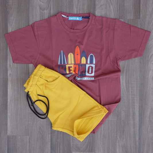 Ensemble Enfant Short Motard + T-Shirt Grenat