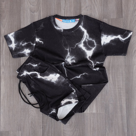 Ensemble Enfant tie dai Noir - Short et T-shirt