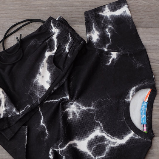 Ensemble Enfant tie dai Noir - Short et T-shirt