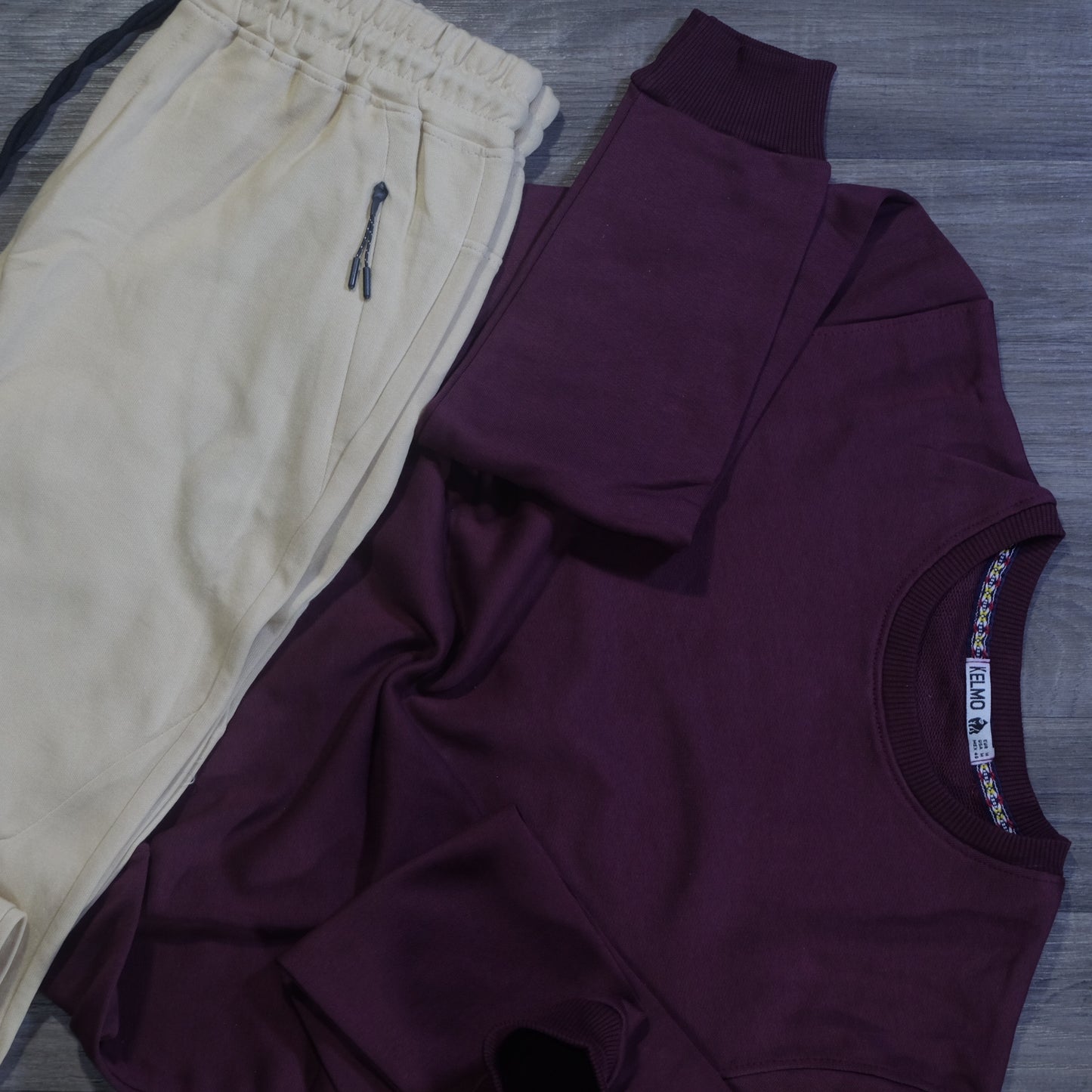 Ensemble Jogging Beska Beige + Sweat Grenat