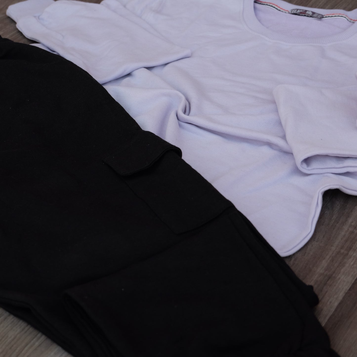 Ensemble Jogging Cargo Noir + Sweat Mauve