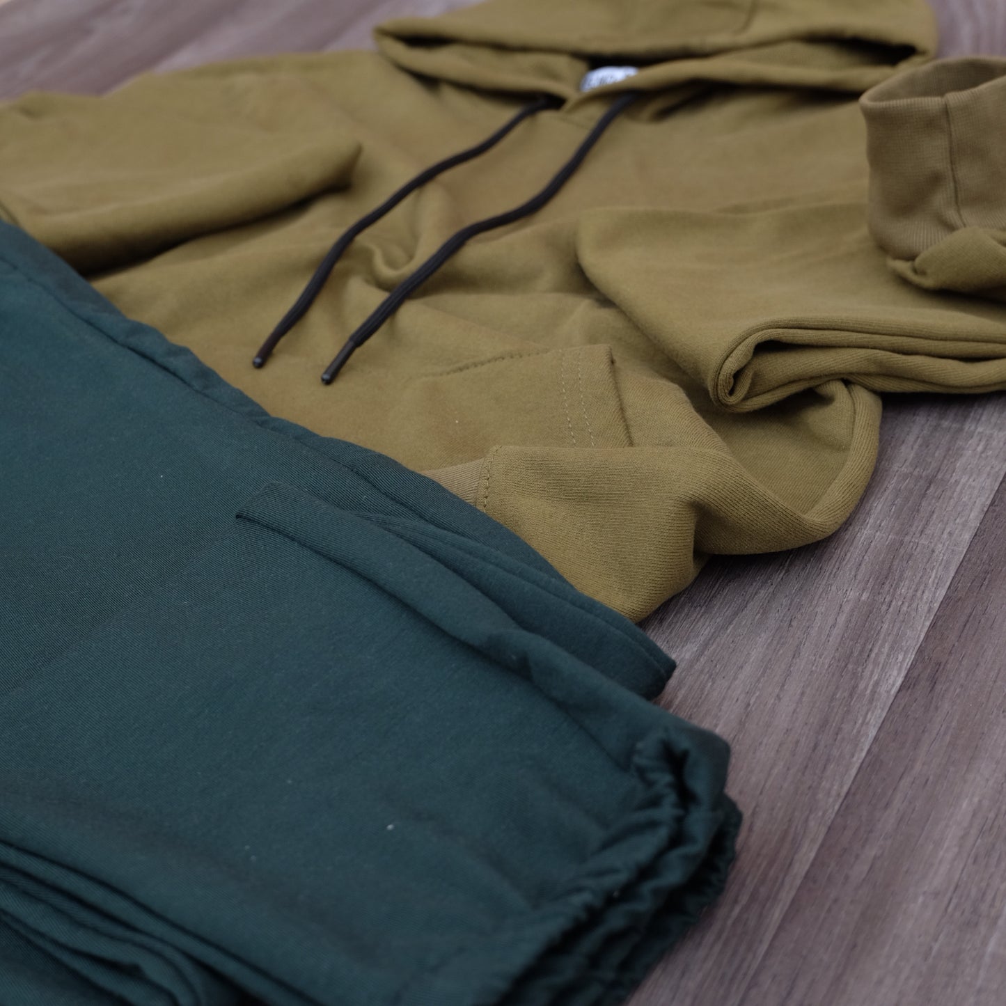 Ensemble Jogging Vert Bouteille+ Capuche Cotton Kaki