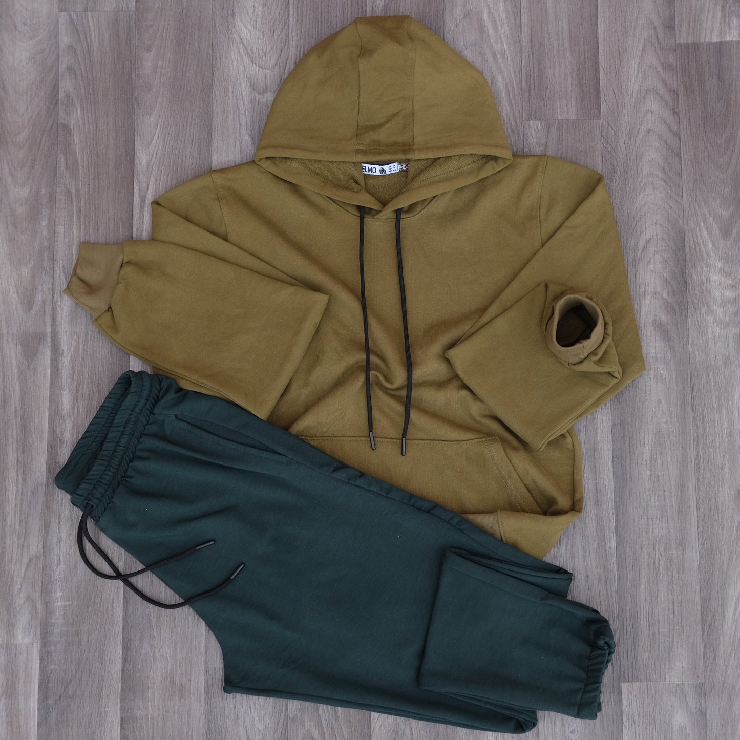 Ensemble Jogging Vert Bouteille+ Capuche Cotton Kaki
