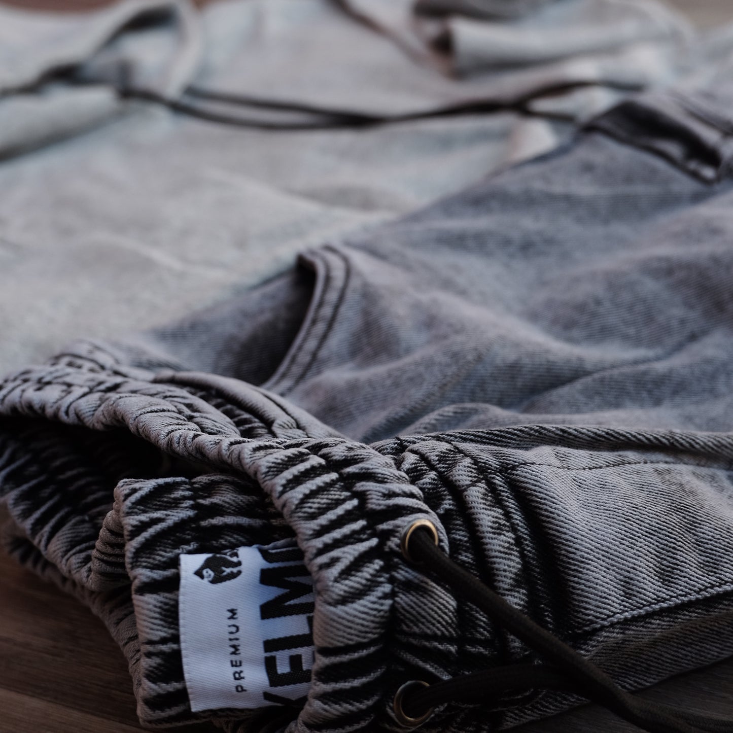 Ensemble Cargo Jeans Délavé Gris + Capuche Cotton Gris Chine Clair