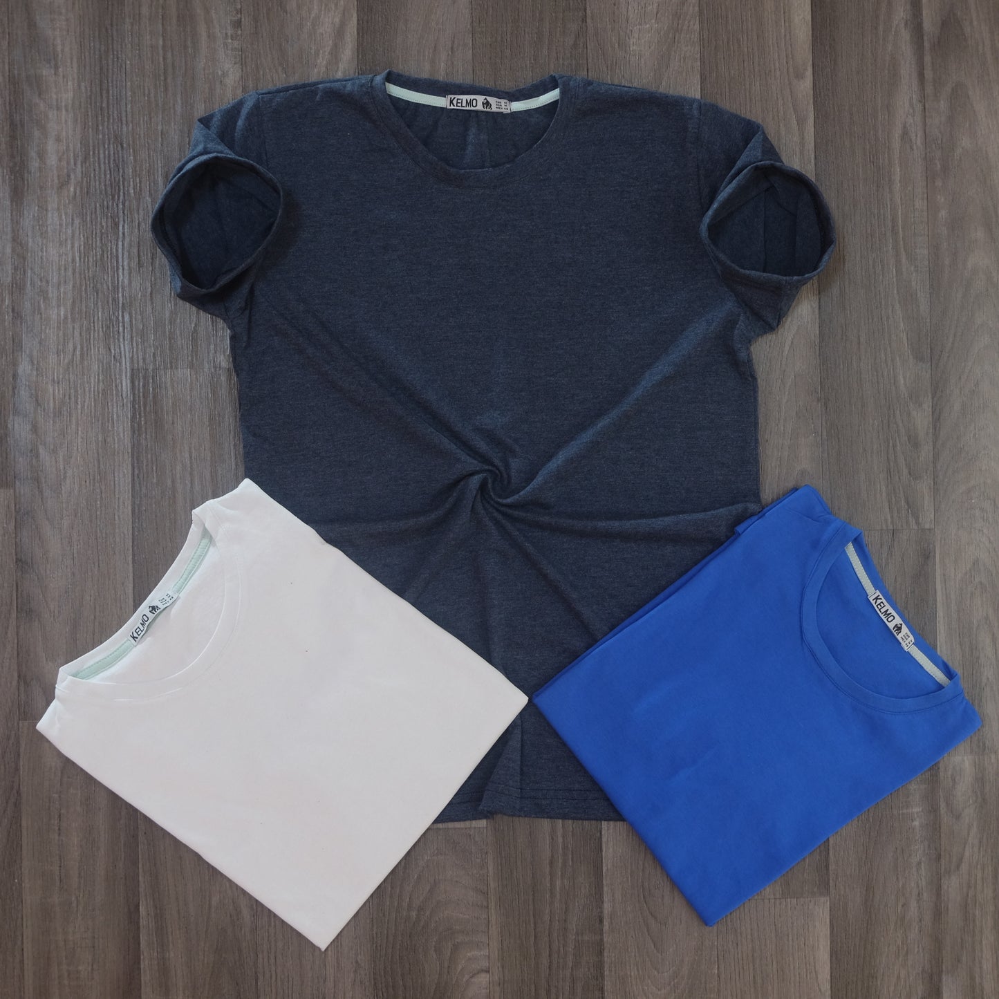 Pack 3 T-Shirt Bleu Chine + Blanc + Bleu Roi