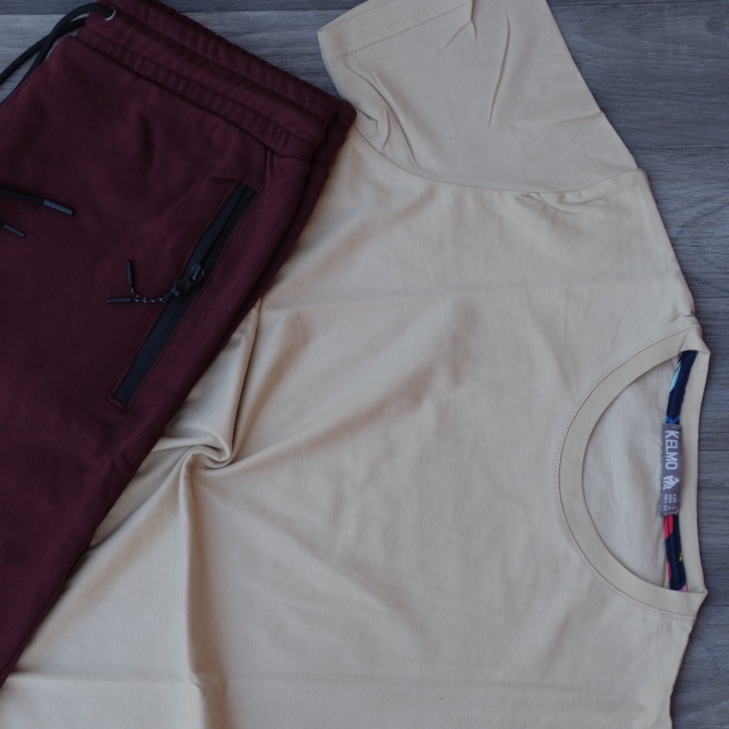 Pack Short Grenat + T-Shirt Beige