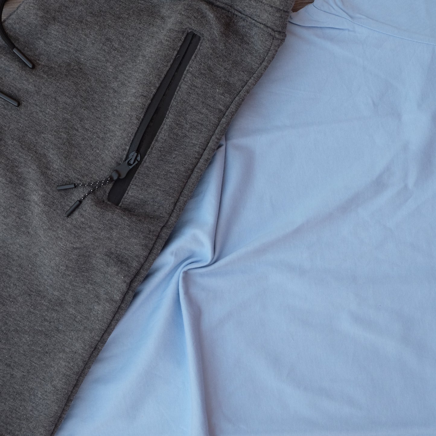 Pack Short Gris Chine Fonce + T-Shirt Bleu Ciel