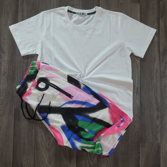 Pack Short Multicolore + T-Shirt Blanc