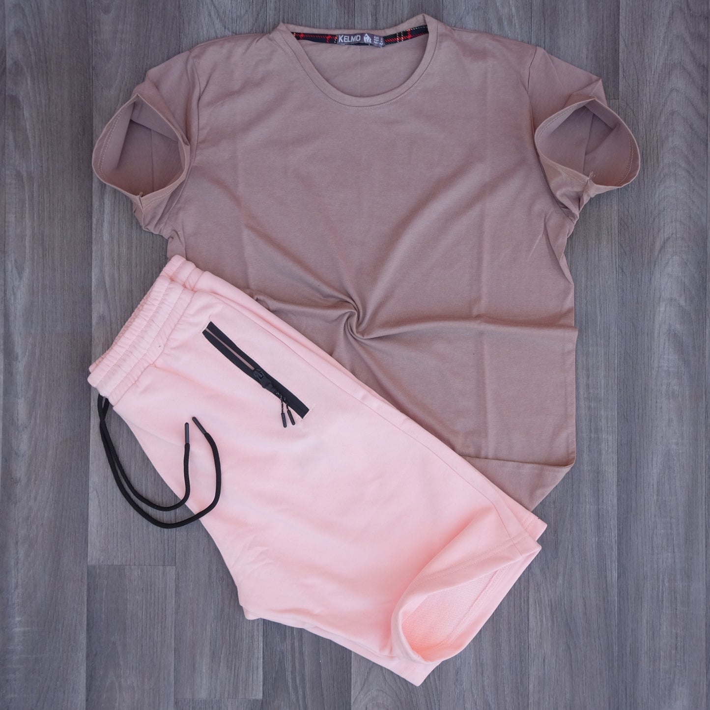 Pack Short Saumon + T-Shirt Beige Caramel