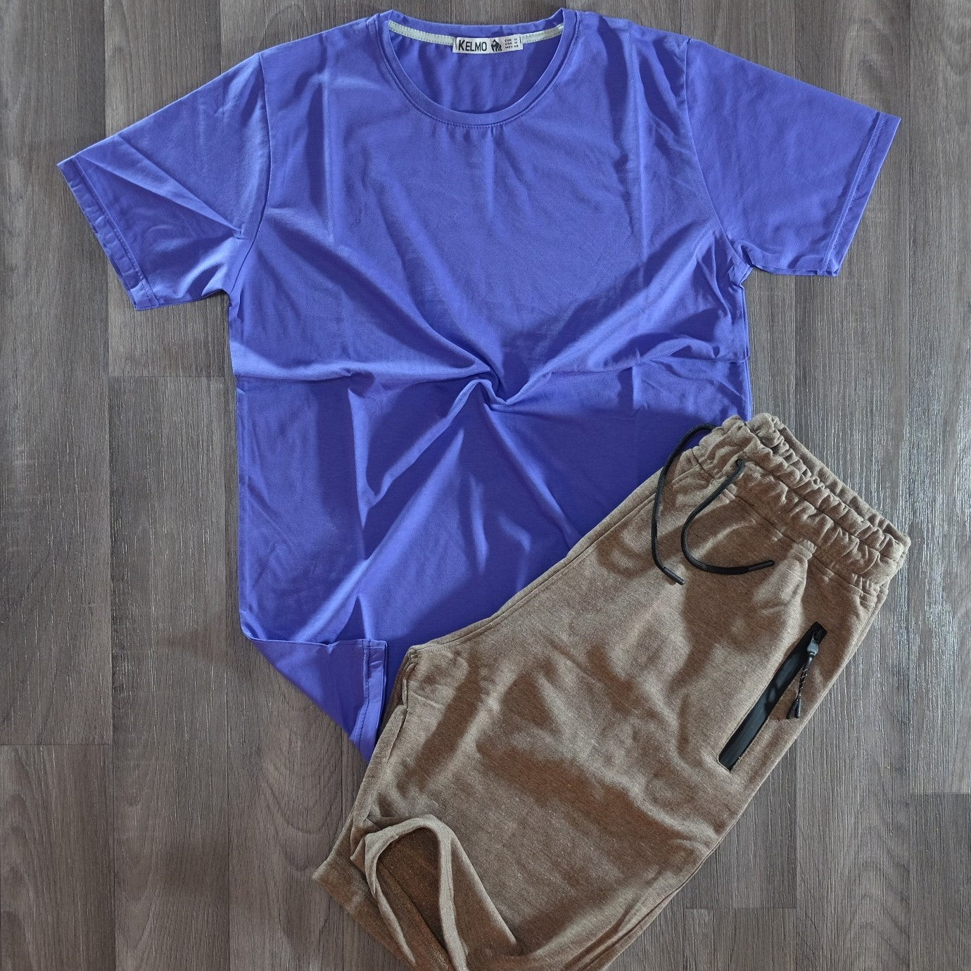 Pack Short Marron Chine + T-Shirt bleu roi