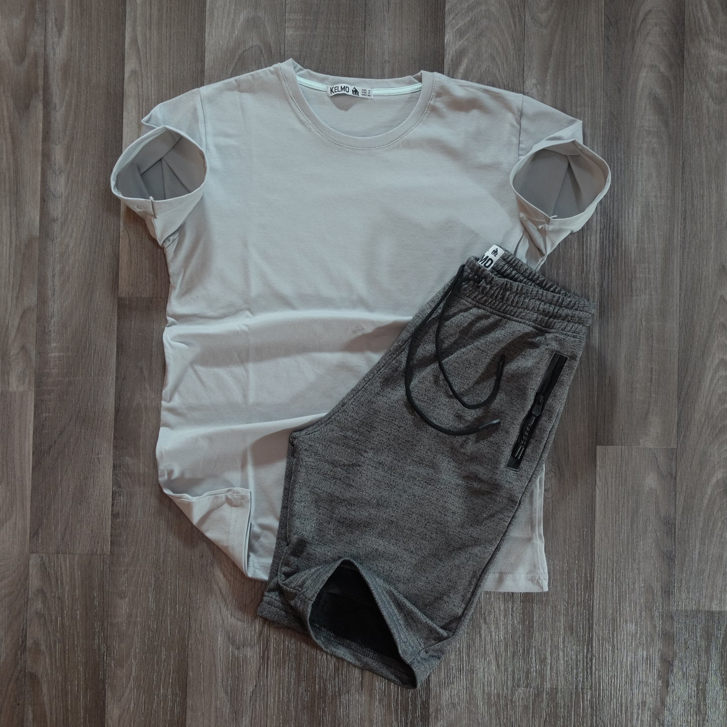 Pack Short Gris Chine fonce + T-Shirt Gris clair