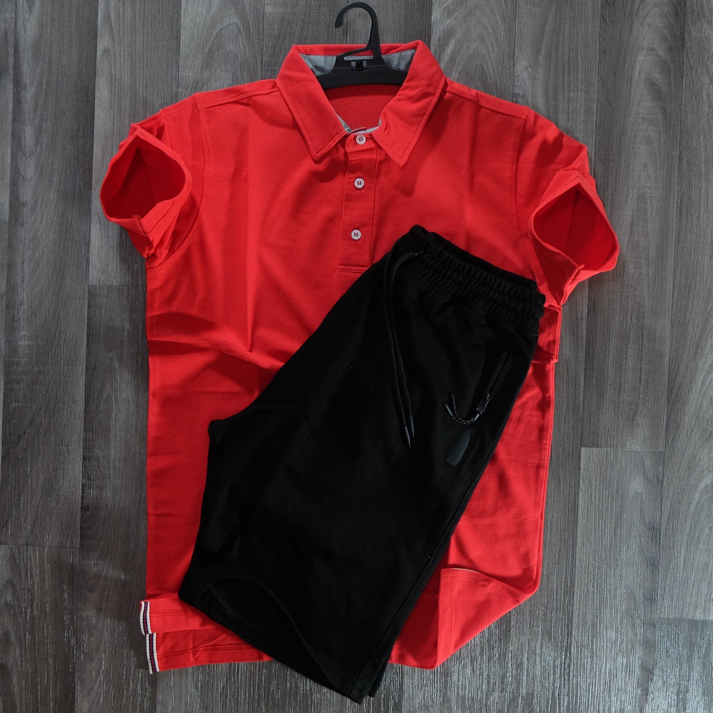 Pack Short Noir+ Polo Rouge