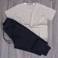 Ensemble T-Shirt Beige + Jogging Bleu Marine