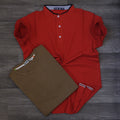 Pack Polo Mao Rouge et T-shirt Marron