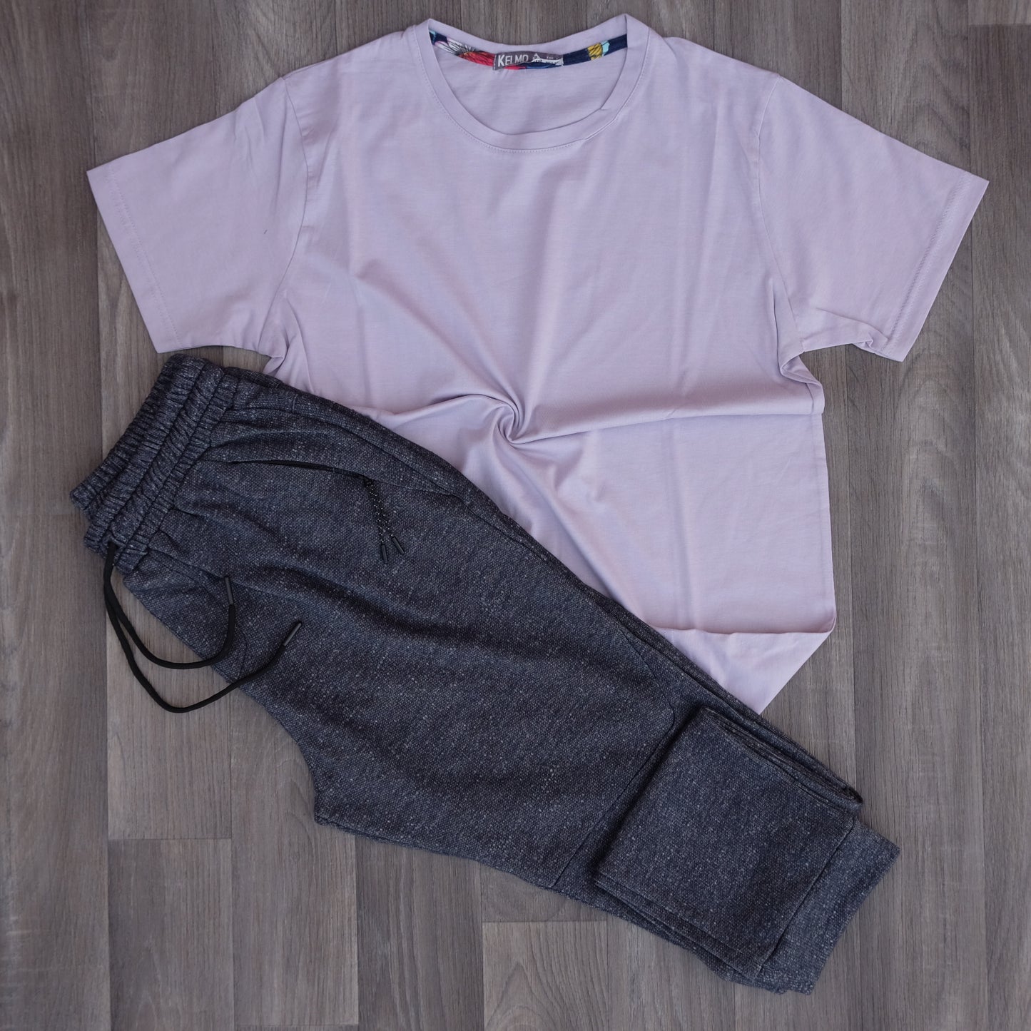 Ensemble T-shirt lilas & jogging beska gris anthracite chiné