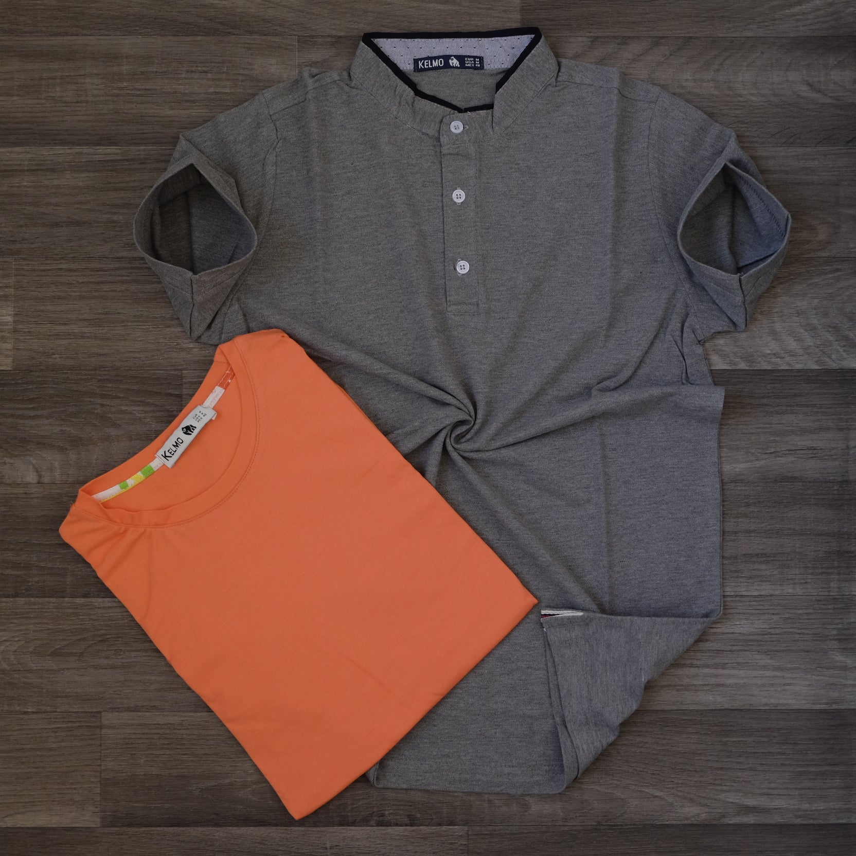Pack Polo Mao Gris Foncé et T-shirt Orange