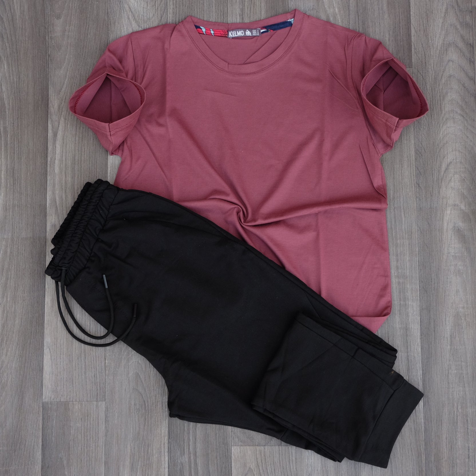 Ensemble Jogging Beska Noir + T-Shirt Grenat