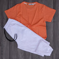 Ensemble T-Shirt Orange + Jogging Gris Clair