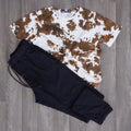 Ensemble T-Shirt Tie Dye Marron + Jogging Foncé