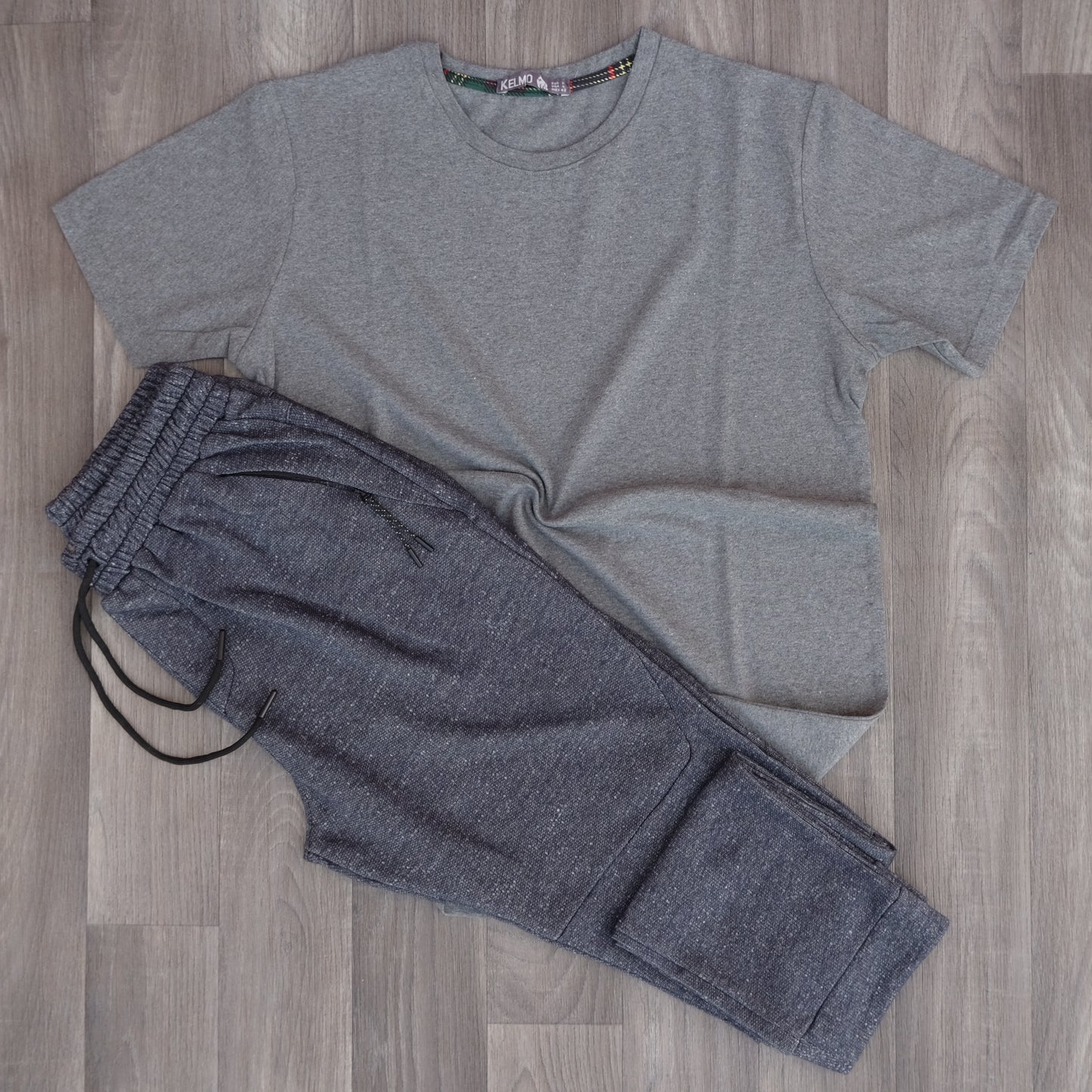Ensemble T-shirt gris chiné et jogging beska gris anthracite chiné