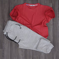 Ensemble T-shirt Rouge + Jogging Beska Gris Chine