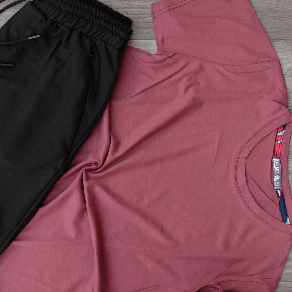 Ensemble Jogging Beska Noir + T-Shirt Grenat