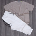 Ensemble T-shirt Beige Foncé + Jogging Beska Blanc Cassé