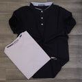 Pack Polo Mao Noir et T-shirt Rose Clair