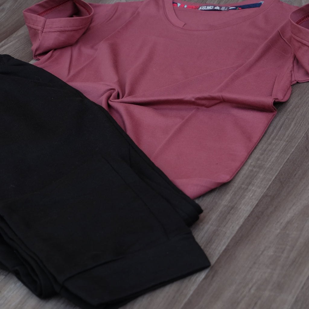 Ensemble Jogging Beska Noir + T-Shirt Grenat