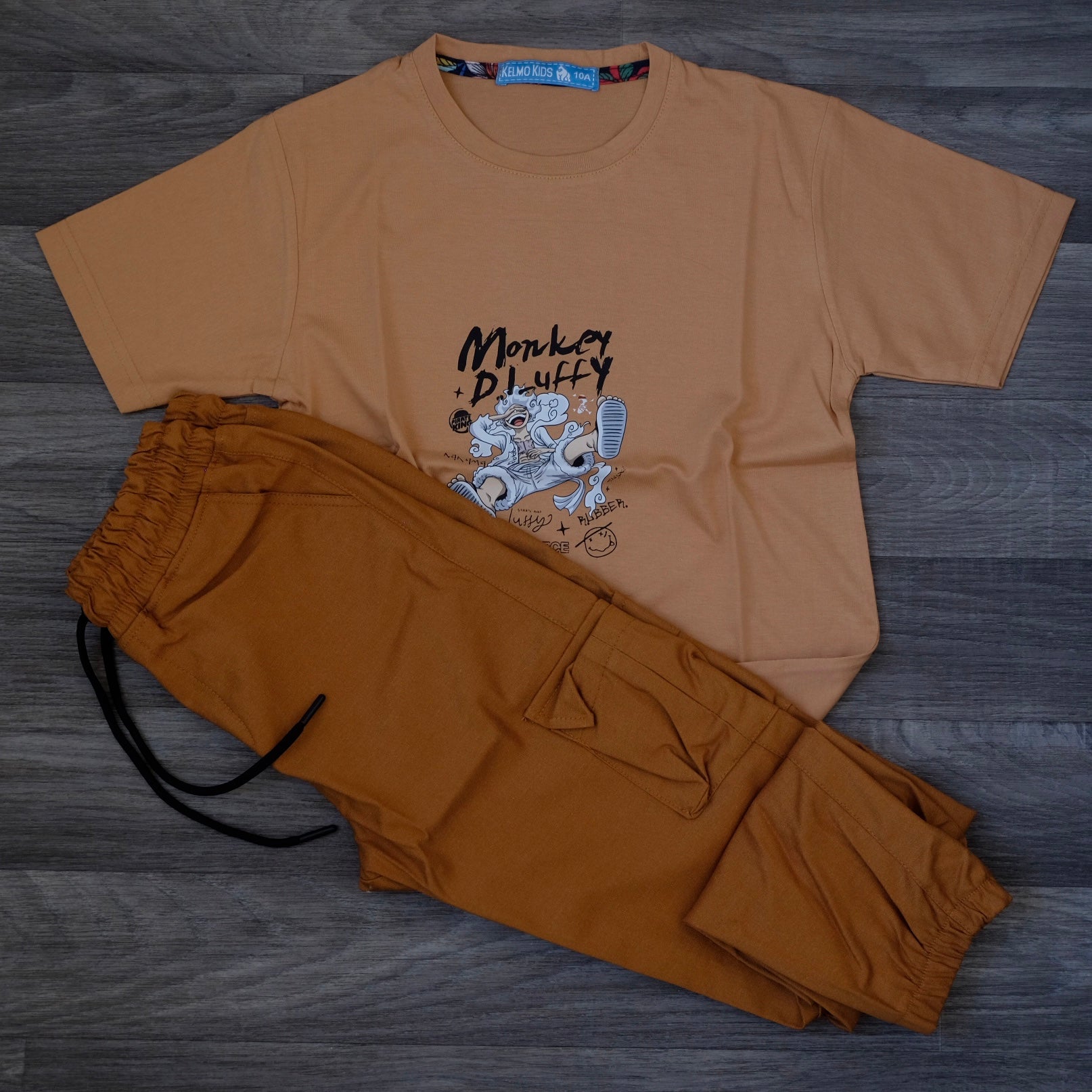 Ensemble Enfant Cargo Camel + T-Shirt Marron Lufy