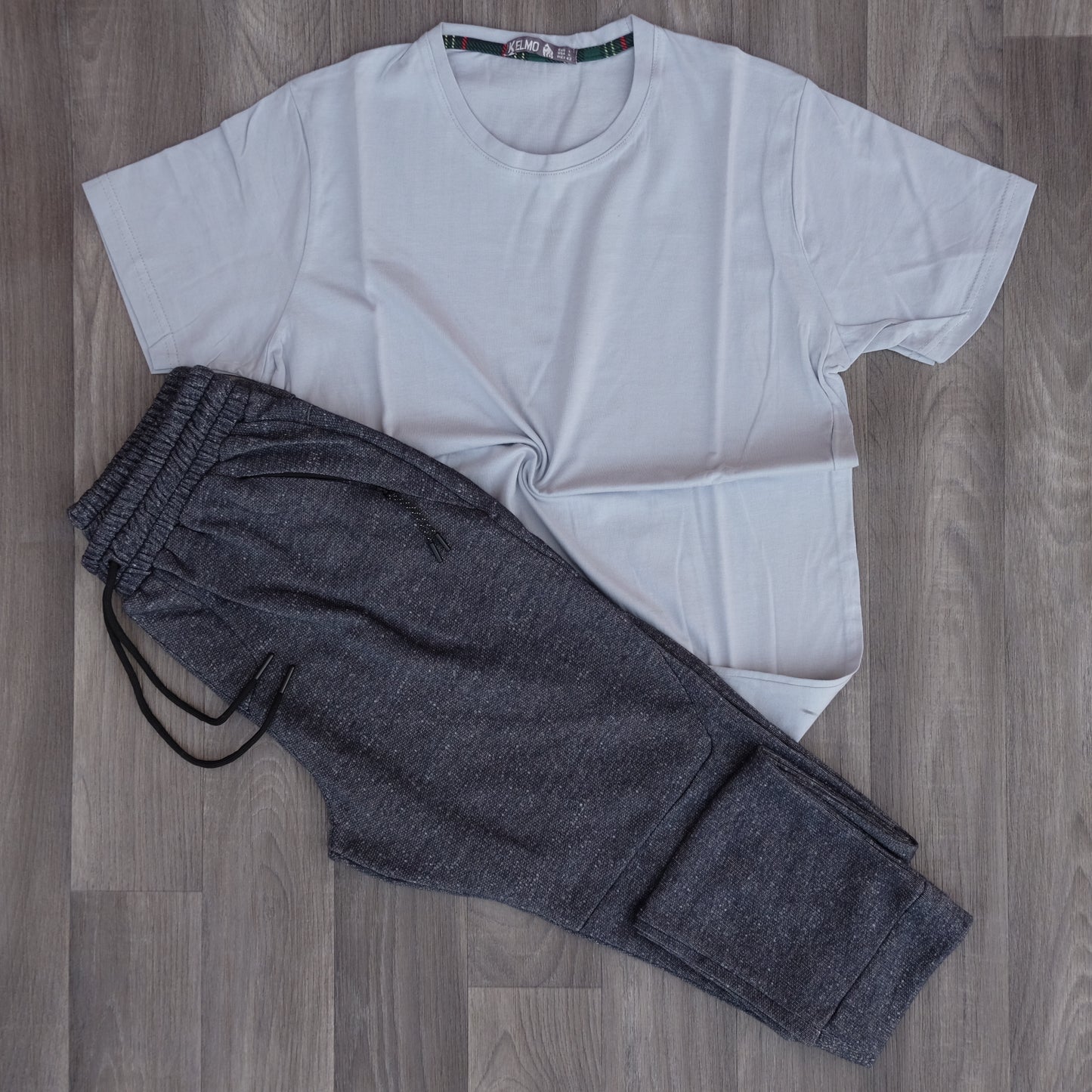 Ensemble T-shirt gris clair & jogging beska gris anthracite chiné