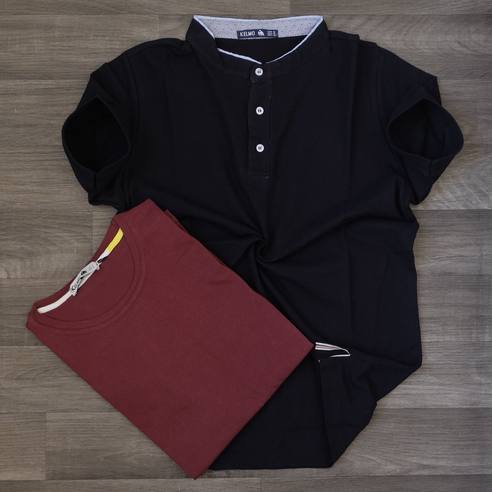Pack Polo Mao Noir et T-shirt Grenat