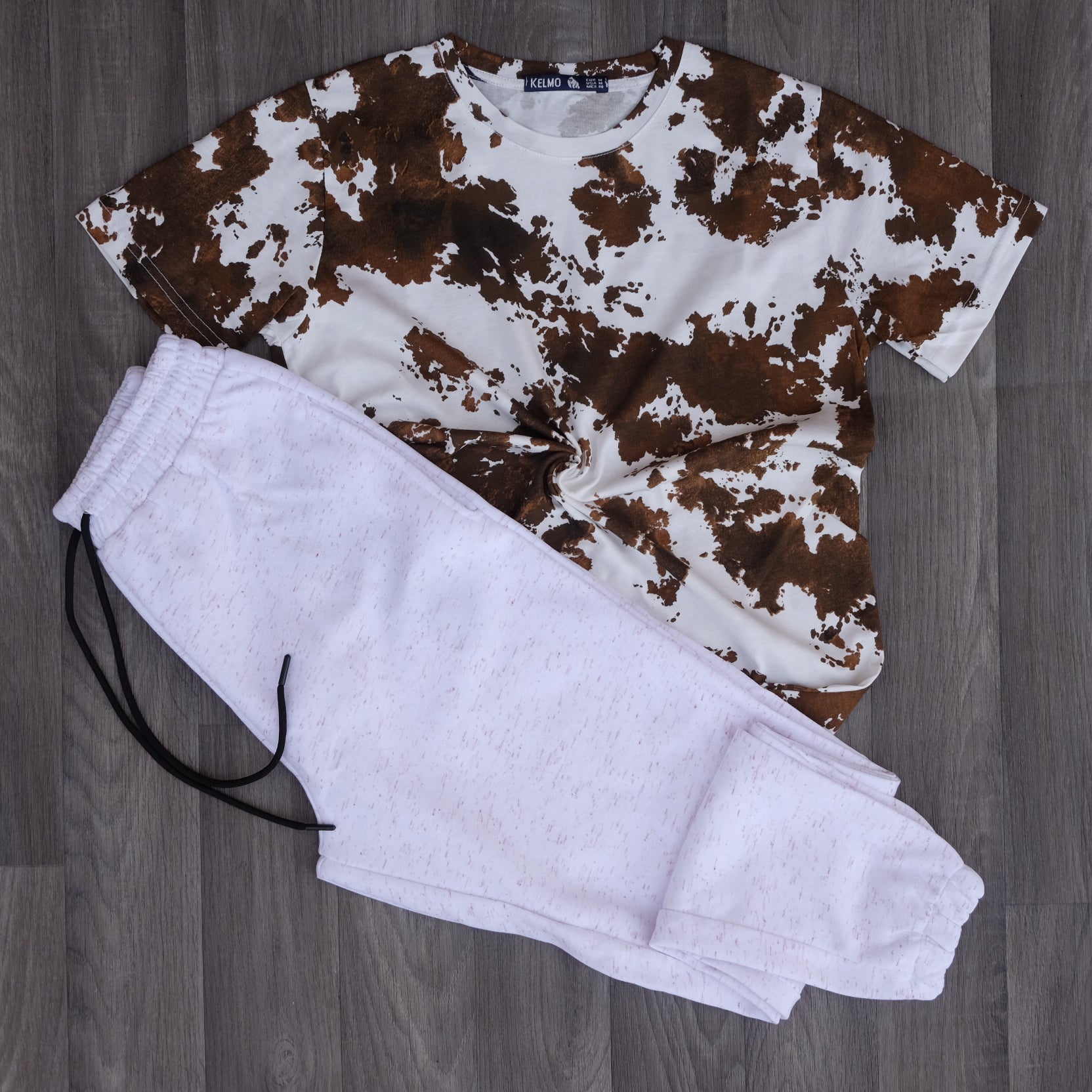 Ensemble T-Shirt Tie Dye + Jogging Gris Clair