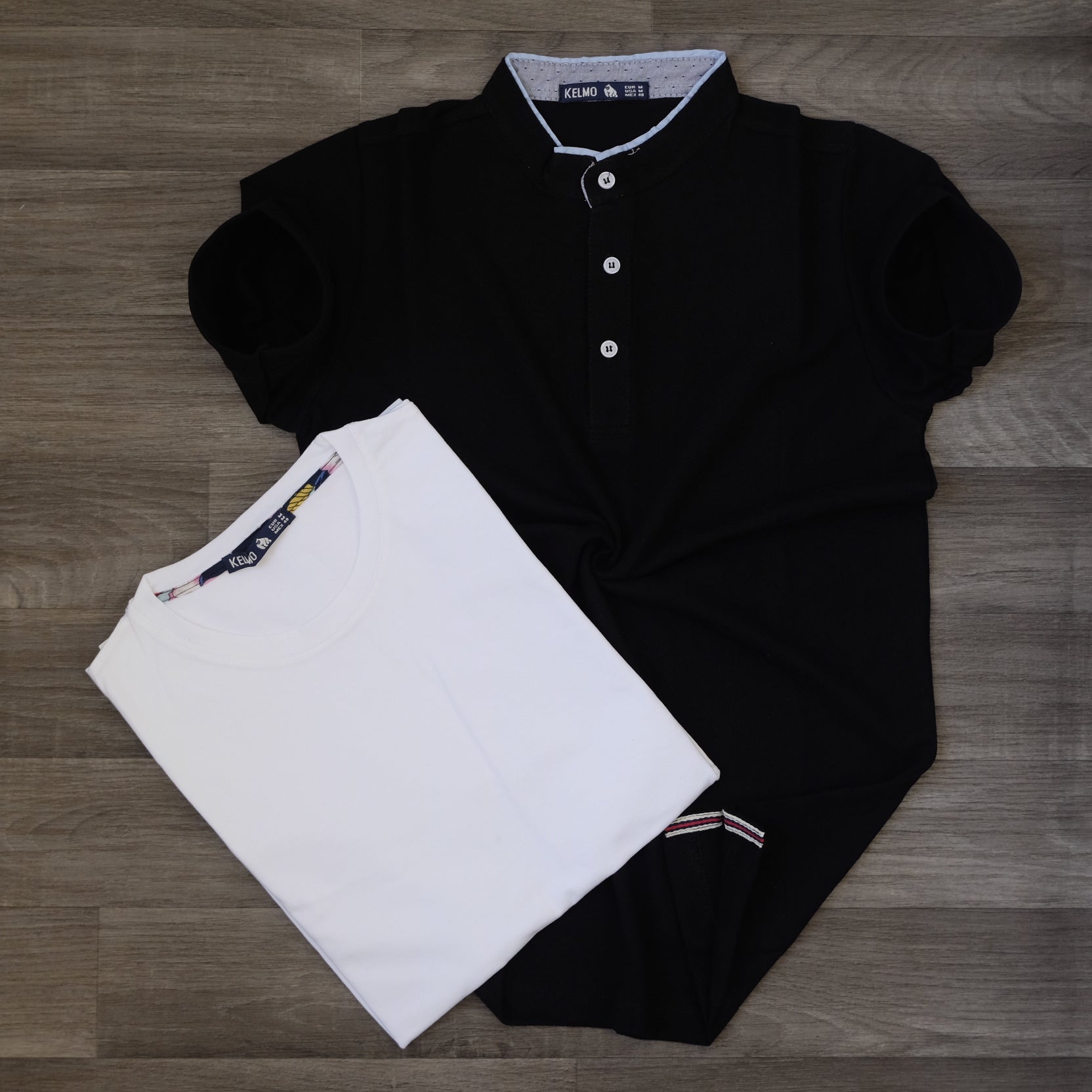 Pack Polo Mao Noir et T-shirt Blanc