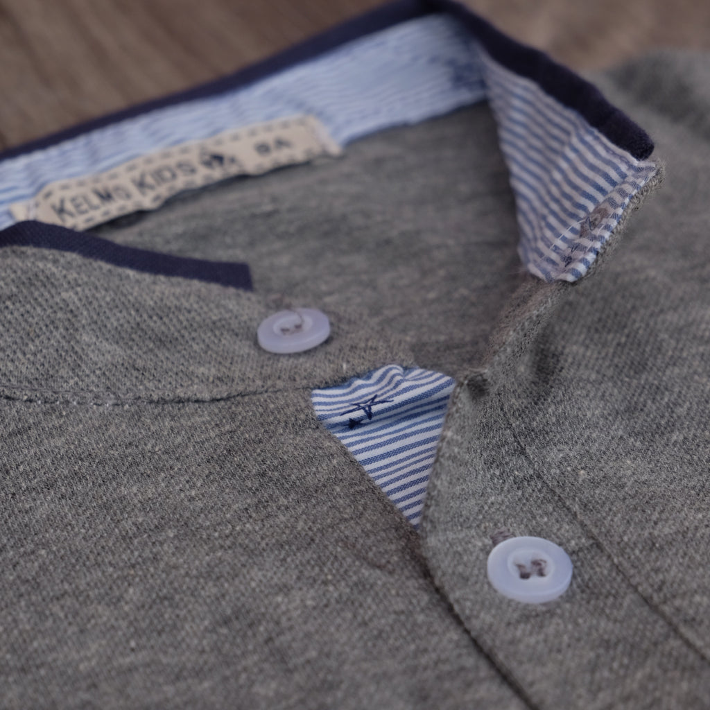 Ensemble Enfant Short Kaki + Polo Gris Chine Clair