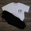 Ensemble Enfant Jogging Cargo Noir + T-Shirt Blanc Imprimé Kelmo Surf