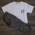 Ensemble Enfant Cargo Gris + T-Shirt Blanc Imprimé Kelmo Surf