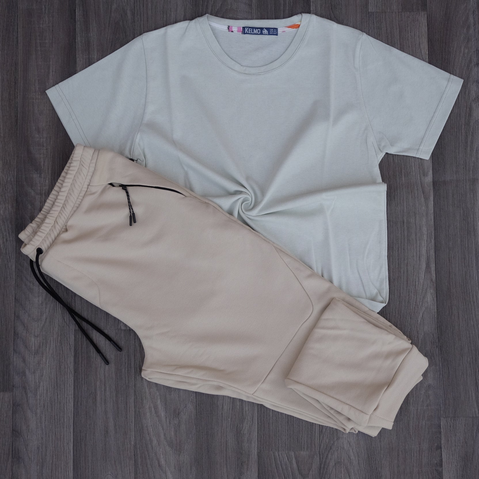 Ensemble T-shirt Vert Clair + Jogging Beska Beige