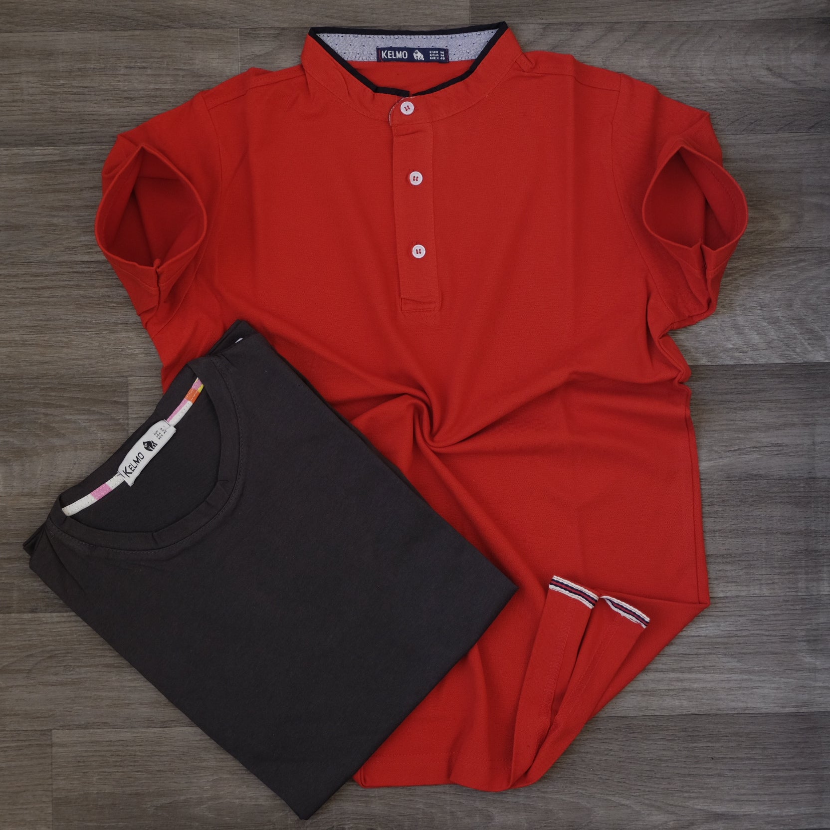 Pack Polo Mao Rouge et T-shirt Noir