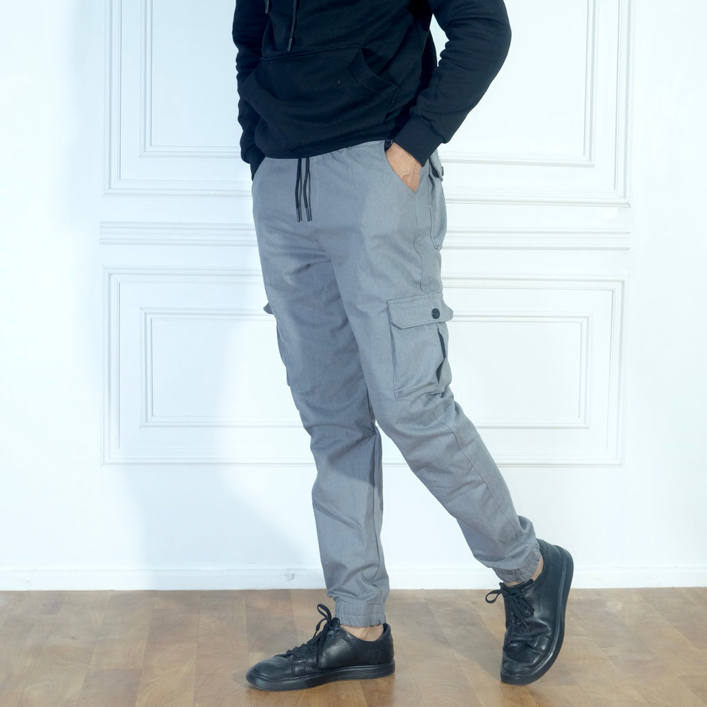 Ensemble Cargo Gris Clair + Sweat Bleu Marine