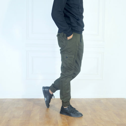 Ensemble Cargo Kaki Fonce + Capuche Cotton Rouge Brique