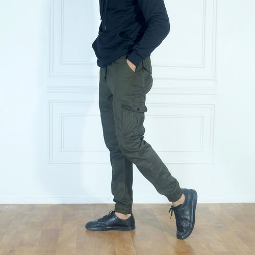 Ensemble Cargo Kaki Fonce + Capuche Cotton Gris Clair