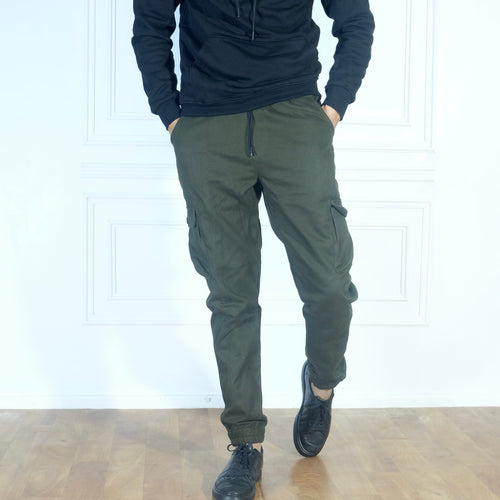 Ensemble Cargo Kaki Fonce + Sweat Beige