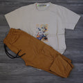 Ensemble Enfant Cargo Camel + T-Shirt Beige Imprimé Dragon
