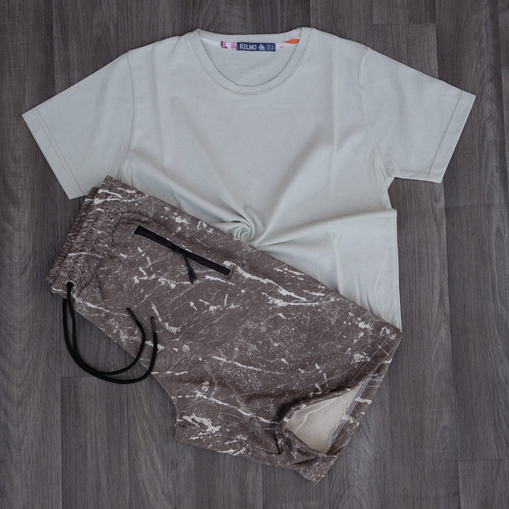 Ensemble Short Tie Dye Marron Clair + T-Shirt Clair