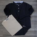 Pack Polo Mao Noir et T-shirt Beige