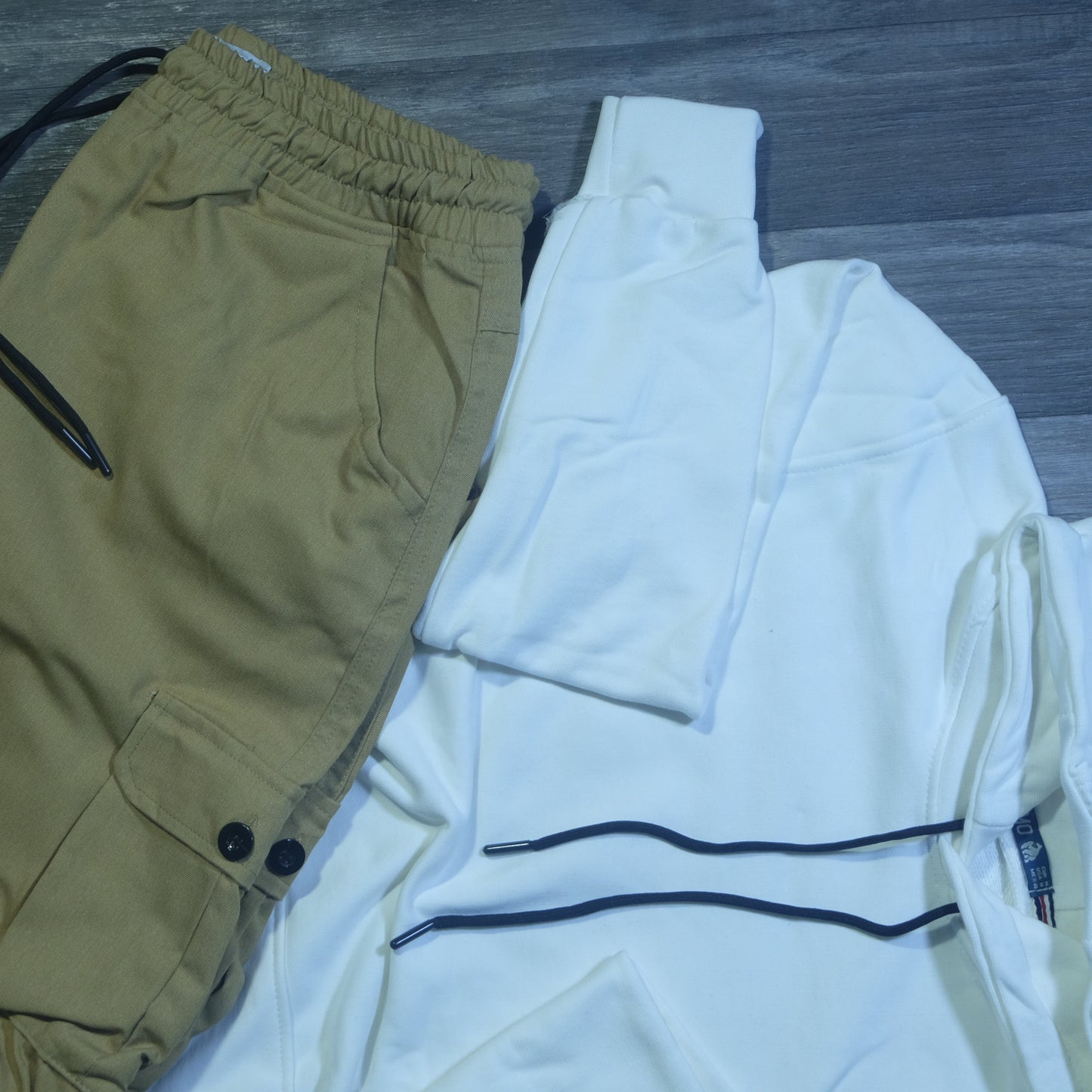 Ensemble Cargo Beige Sable + Capuche Cotton Blanc