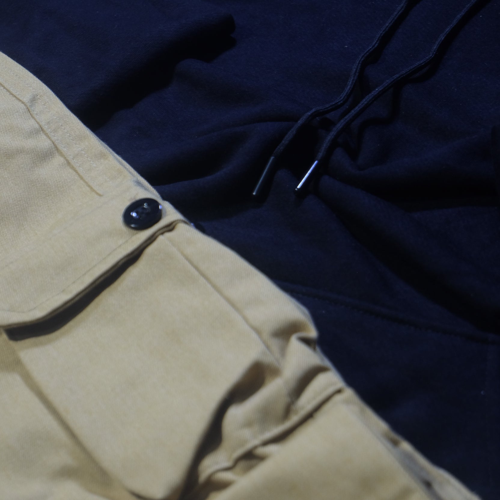 Ensemble Cargo Beige Sable + Capuche Cotton Bleu Marine